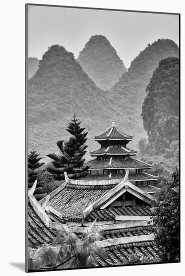 China 10MKm2 Collection - Chinese Buddhist Temple with Karst Mountains-Philippe Hugonnard-Mounted Photographic Print