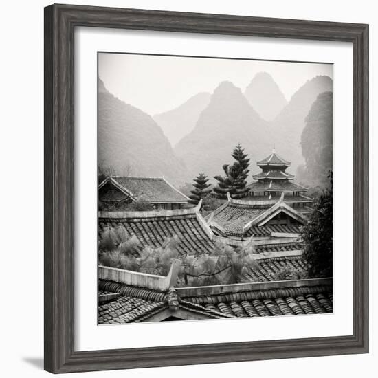 China 10MKm2 Collection - Chinese Buddhist Temple with Karst Mountains-Philippe Hugonnard-Framed Photographic Print