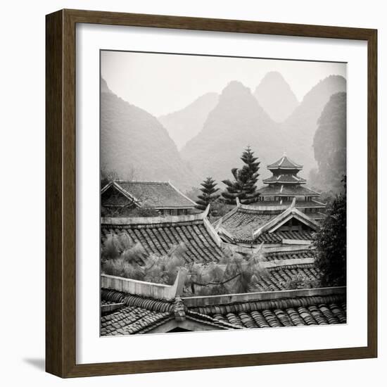 China 10MKm2 Collection - Chinese Buddhist Temple with Karst Mountains-Philippe Hugonnard-Framed Photographic Print