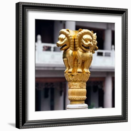 China 10MKm2 Collection - Golden Chinese Lion Statue Jing An Temple - Shanghai-Philippe Hugonnard-Framed Photographic Print