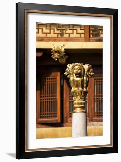 China 10MKm2 Collection - Golden Chinese Lion Statue Jing An Temple - Shanghai-Philippe Hugonnard-Framed Photographic Print