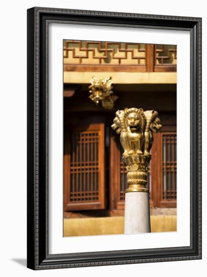 China 10MKm2 Collection - Golden Chinese Lion Statue Jing An Temple - Shanghai-Philippe Hugonnard-Framed Photographic Print