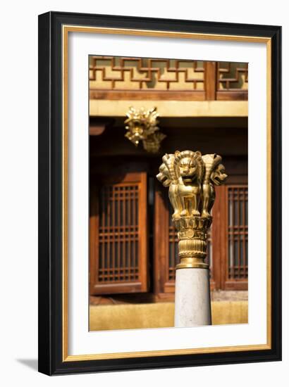 China 10MKm2 Collection - Golden Chinese Lion Statue Jing An Temple - Shanghai-Philippe Hugonnard-Framed Photographic Print