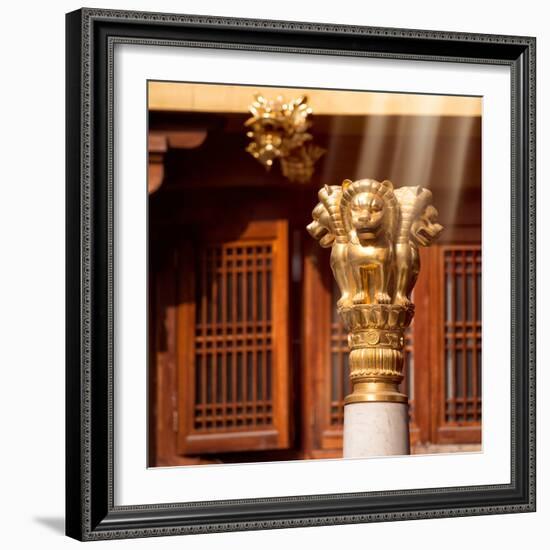 China 10MKm2 Collection - Golden Chinese Lion Statue Jing An Temple - Shanghai-Philippe Hugonnard-Framed Photographic Print