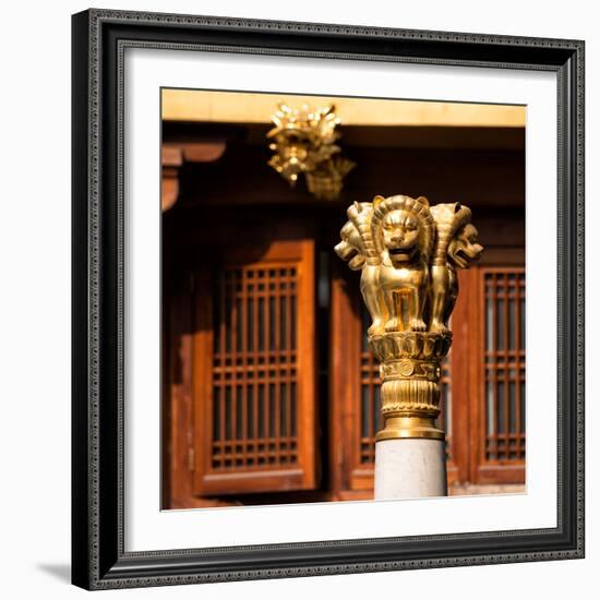 China 10MKm2 Collection - Golden Chinese Lion Statue Jing An Temple - Shanghai-Philippe Hugonnard-Framed Photographic Print