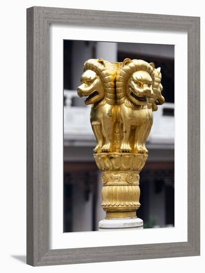 China 10MKm2 Collection - Golden Chinese Lion Statue Jing An Temple - Shanghai-Philippe Hugonnard-Framed Photographic Print