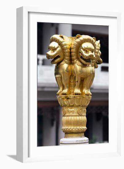 China 10MKm2 Collection - Golden Chinese Lion Statue Jing An Temple - Shanghai-Philippe Hugonnard-Framed Photographic Print