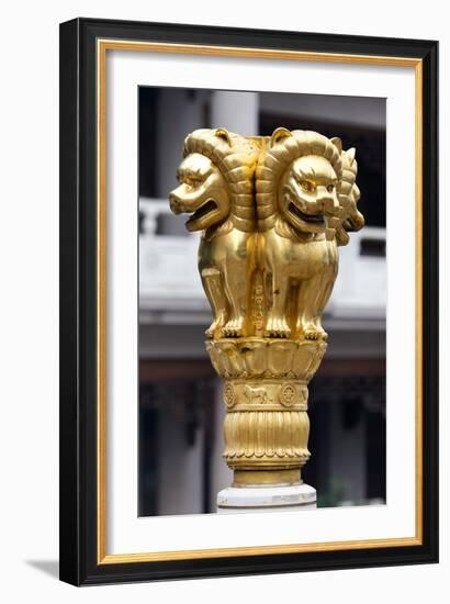 China 10MKm2 Collection - Golden Chinese Lion Statue Jing An Temple - Shanghai-Philippe Hugonnard-Framed Photographic Print