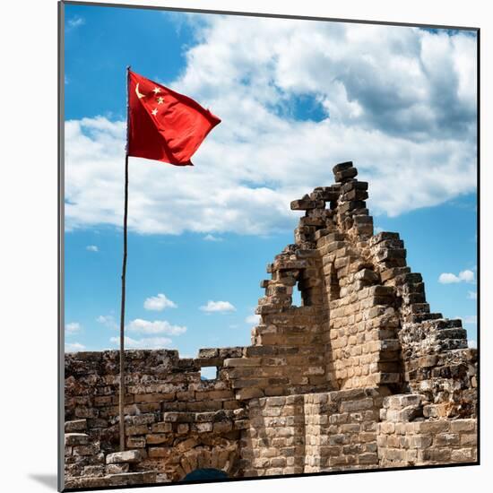 China 10MKm2 Collection - Great Wall with the Chinise Flag-Philippe Hugonnard-Mounted Photographic Print