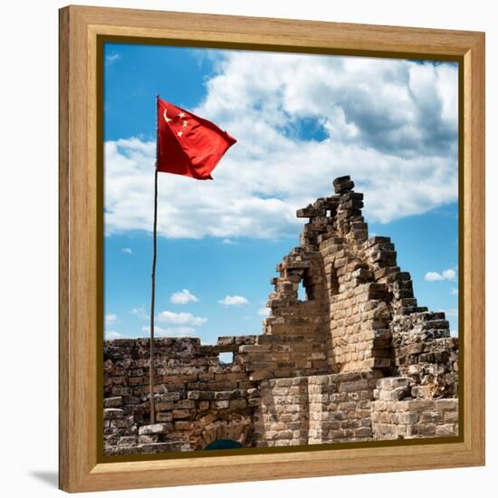 China 10MKm2 Collection - Great Wall with the Chinise Flag-Philippe Hugonnard-Framed Premier Image Canvas