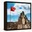 China 10MKm2 Collection - Great Wall with the Chinise Flag-Philippe Hugonnard-Framed Premier Image Canvas