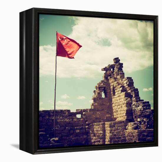 China 10MKm2 Collection - Great Wall with the Chinise Flag-Philippe Hugonnard-Framed Premier Image Canvas