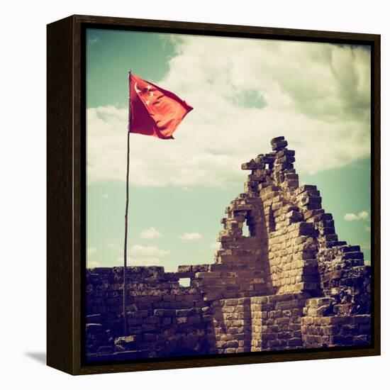 China 10MKm2 Collection - Great Wall with the Chinise Flag-Philippe Hugonnard-Framed Premier Image Canvas