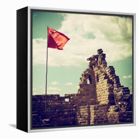 China 10MKm2 Collection - Great Wall with the Chinise Flag-Philippe Hugonnard-Framed Premier Image Canvas