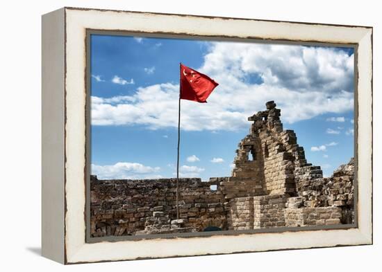 China 10MKm2 Collection - Great Wall with the Chinise Flag-Philippe Hugonnard-Framed Premier Image Canvas