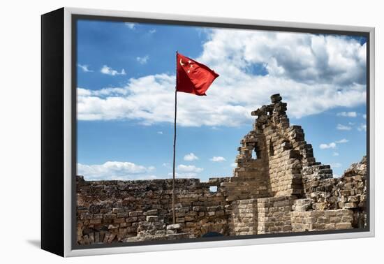 China 10MKm2 Collection - Great Wall with the Chinise Flag-Philippe Hugonnard-Framed Premier Image Canvas