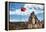 China 10MKm2 Collection - Great Wall with the Chinise Flag-Philippe Hugonnard-Framed Premier Image Canvas