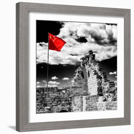 China 10MKm2 Collection - Great Wall with the Chinise Flag-Philippe Hugonnard-Framed Photographic Print