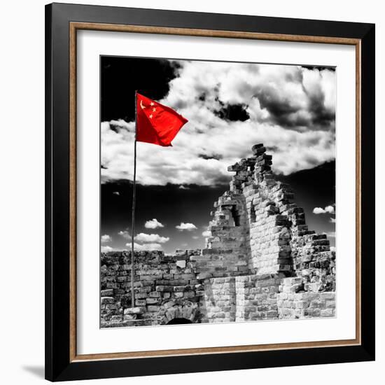 China 10MKm2 Collection - Great Wall with the Chinise Flag-Philippe Hugonnard-Framed Photographic Print