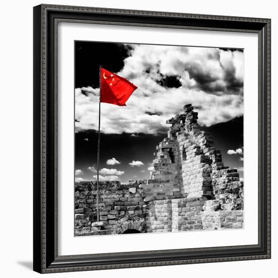 China 10MKm2 Collection - Great Wall with the Chinise Flag-Philippe Hugonnard-Framed Photographic Print