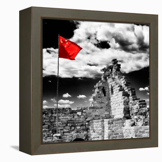 China 10MKm2 Collection - Great Wall with the Chinise Flag-Philippe Hugonnard-Framed Premier Image Canvas