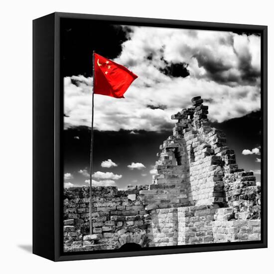 China 10MKm2 Collection - Great Wall with the Chinise Flag-Philippe Hugonnard-Framed Premier Image Canvas