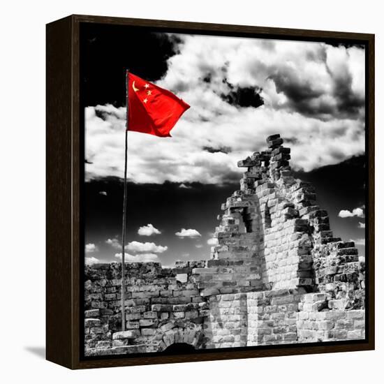 China 10MKm2 Collection - Great Wall with the Chinise Flag-Philippe Hugonnard-Framed Premier Image Canvas