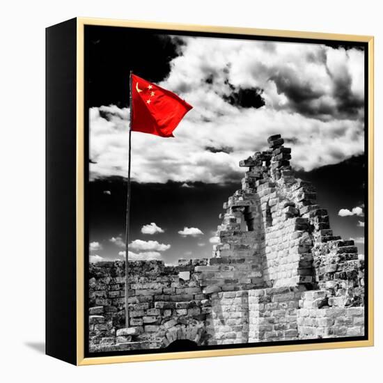 China 10MKm2 Collection - Great Wall with the Chinise Flag-Philippe Hugonnard-Framed Premier Image Canvas