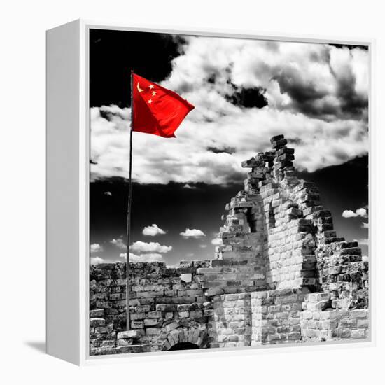 China 10MKm2 Collection - Great Wall with the Chinise Flag-Philippe Hugonnard-Framed Premier Image Canvas