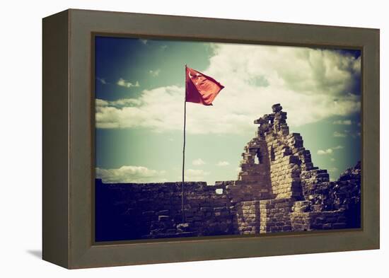 China 10MKm2 Collection - Great Wall with the Chinise Flag-Philippe Hugonnard-Framed Premier Image Canvas