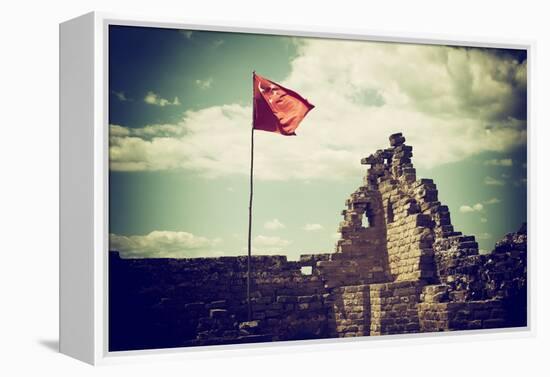 China 10MKm2 Collection - Great Wall with the Chinise Flag-Philippe Hugonnard-Framed Premier Image Canvas
