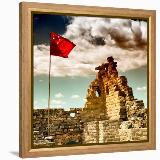 China 10MKm2 Collection - Great Wall with the Chinise Flag-Philippe Hugonnard-Framed Premier Image Canvas