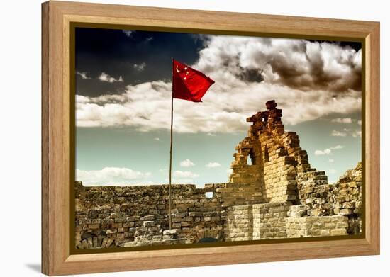 China 10MKm2 Collection - Great Wall with the Chinise Flag-Philippe Hugonnard-Framed Premier Image Canvas