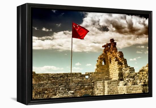 China 10MKm2 Collection - Great Wall with the Chinise Flag-Philippe Hugonnard-Framed Premier Image Canvas