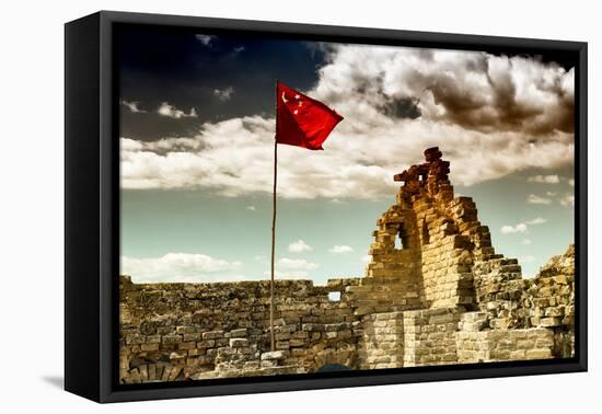 China 10MKm2 Collection - Great Wall with the Chinise Flag-Philippe Hugonnard-Framed Premier Image Canvas