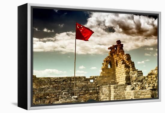 China 10MKm2 Collection - Great Wall with the Chinise Flag-Philippe Hugonnard-Framed Premier Image Canvas