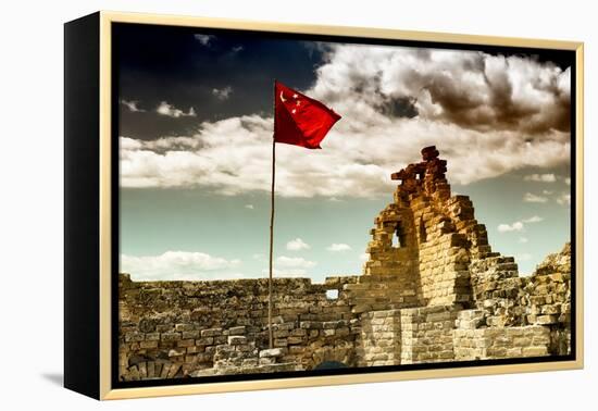 China 10MKm2 Collection - Great Wall with the Chinise Flag-Philippe Hugonnard-Framed Premier Image Canvas