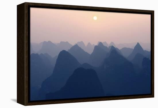 China 10MKm2 Collection - Karst Mountains at Pastel Sunset - Yangshuo-Philippe Hugonnard-Framed Premier Image Canvas