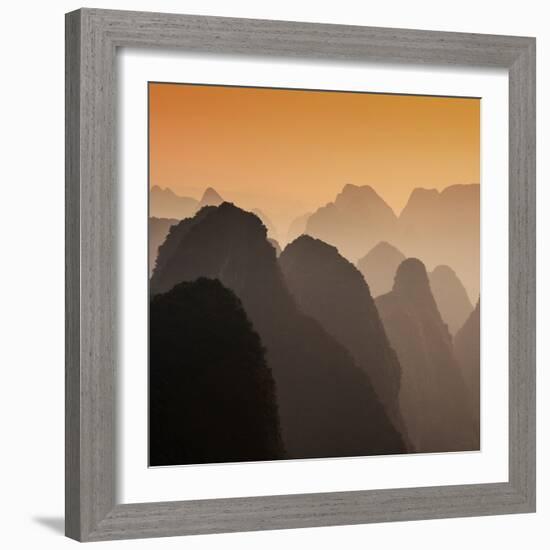 China 10MKm2 Collection - Karst Mountains at Sunset - Yangshuo-Philippe Hugonnard-Framed Photographic Print