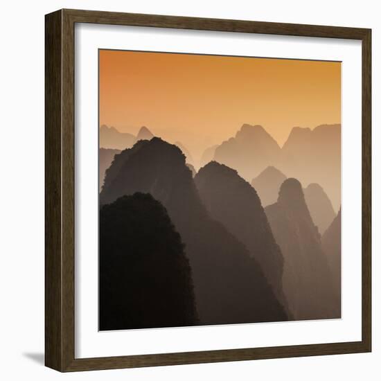 China 10MKm2 Collection - Karst Mountains at Sunset - Yangshuo-Philippe Hugonnard-Framed Photographic Print