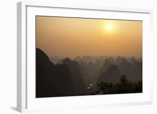 China 10MKm2 Collection - Karst Mountains at sunset - Yangshuo-Philippe Hugonnard-Framed Photographic Print