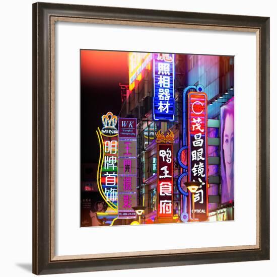 China 10MKm2 Collection - Neon Signs in Nanjing Lu - Shanghai-Philippe Hugonnard-Framed Photographic Print