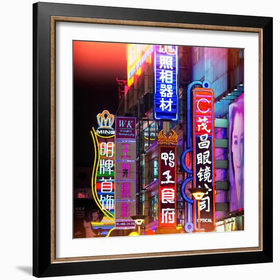 China 10MKm2 Collection - Neon Signs in Nanjing Lu - Shanghai-Philippe Hugonnard-Framed Photographic Print