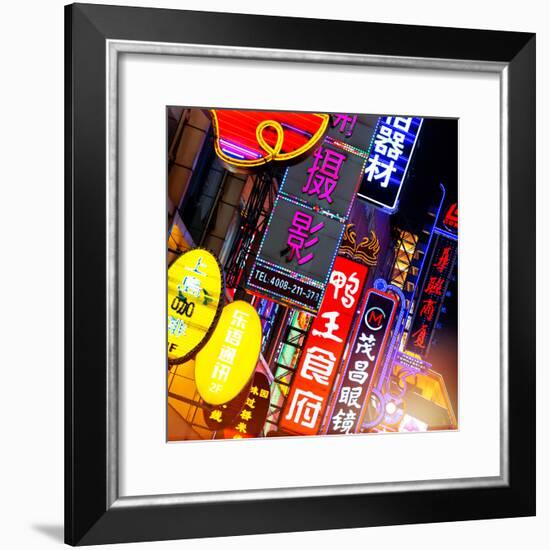 China 10MKm2 Collection - Neon Signs in Nanjing Lu - Shanghai-Philippe Hugonnard-Framed Photographic Print