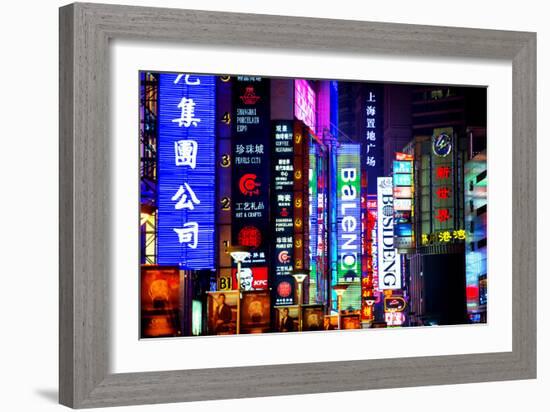 China 10MKm2 Collection - Neon Signs in Nanjing Lu - Shanghai-Philippe Hugonnard-Framed Photographic Print