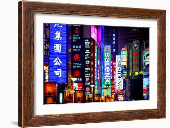 China 10MKm2 Collection - Neon Signs in Nanjing Lu - Shanghai-Philippe Hugonnard-Framed Photographic Print