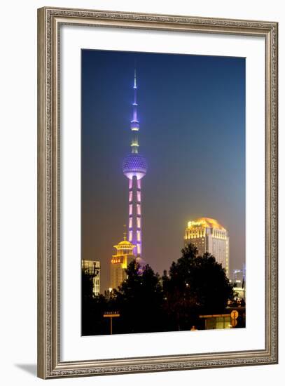 China 10MKm2 Collection - Oriental Pearl Tower at Night - Shanghai-Philippe Hugonnard-Framed Photographic Print