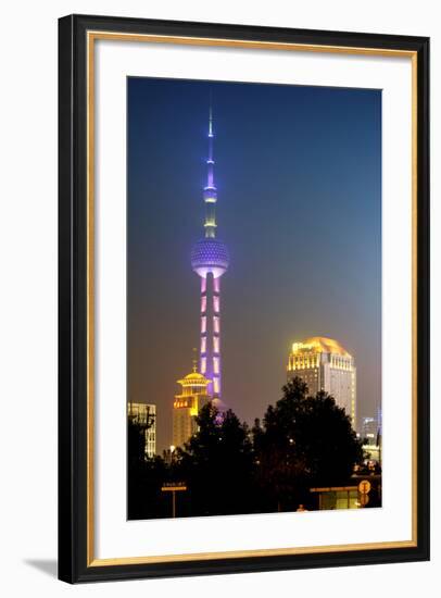 China 10MKm2 Collection - Oriental Pearl Tower at Night - Shanghai-Philippe Hugonnard-Framed Photographic Print