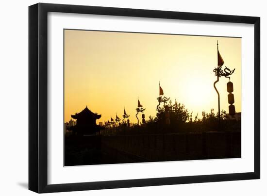 China 10MKm2 Collection - Shadows of the City Walls at sunset - Xi'an City-Philippe Hugonnard-Framed Photographic Print