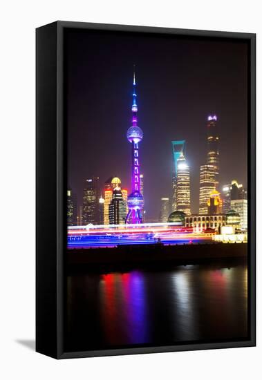 China 10MKm2 Collection - Shanghai Skyline with Oriental Pearl Tower at night-Philippe Hugonnard-Framed Premier Image Canvas